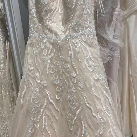 David's Bridal Champagne Sample Wedding Dress and Accessories
